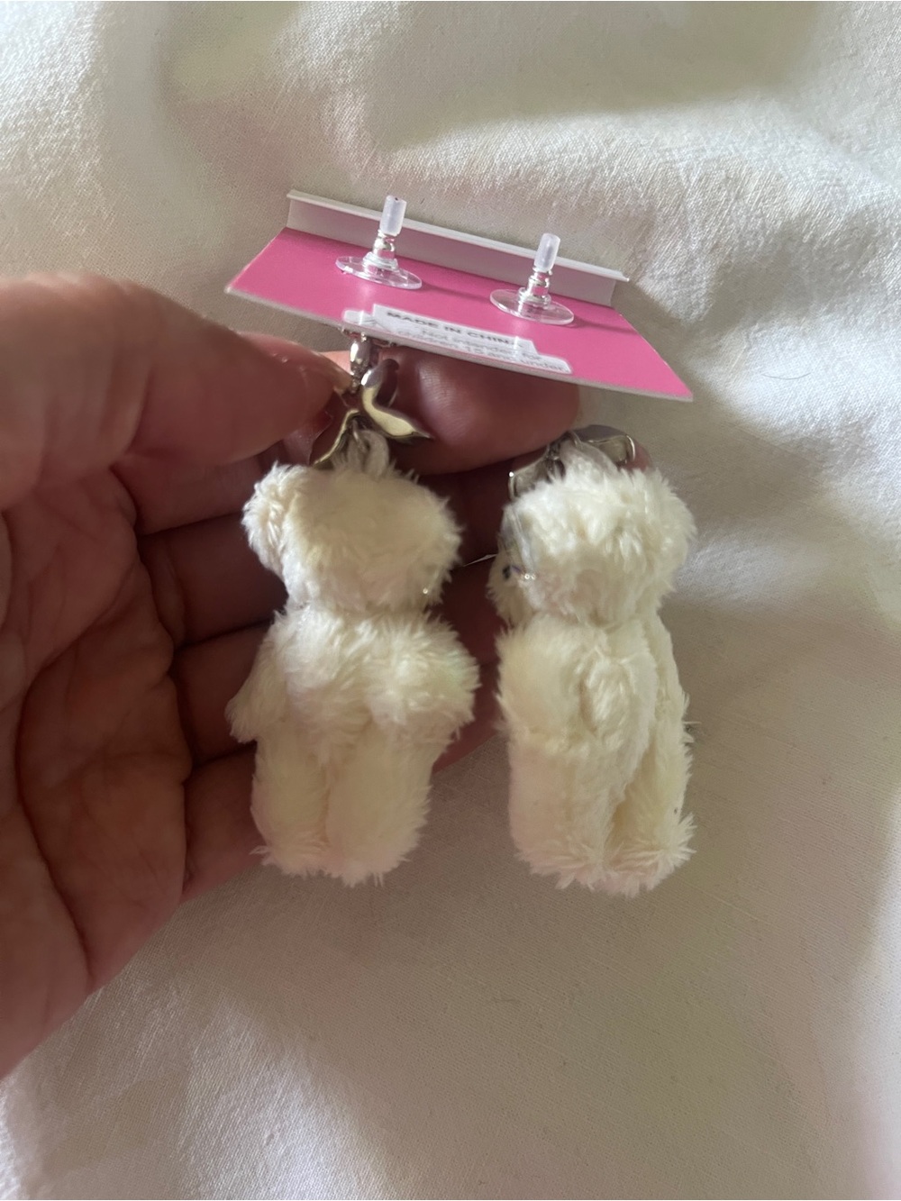 Betsey Johnson Mini Plush Teddy Bear Earrings NWT - Picture 2 of 2